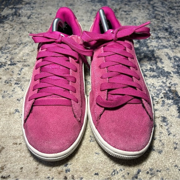 Puma Fuchsia Purple-White Suede Classic Sneakers Size 8 - Picture 4 of 11